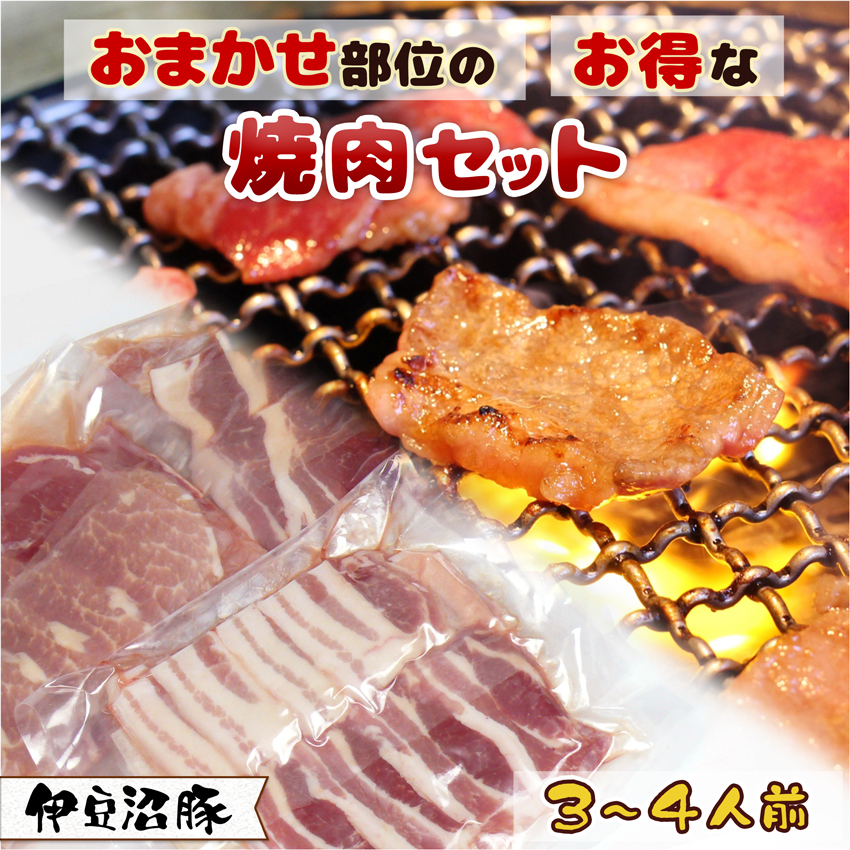 伊豆沼豚 おまかせ部位のお得な焼肉セット 3 4人前 750g トレーなし 真空